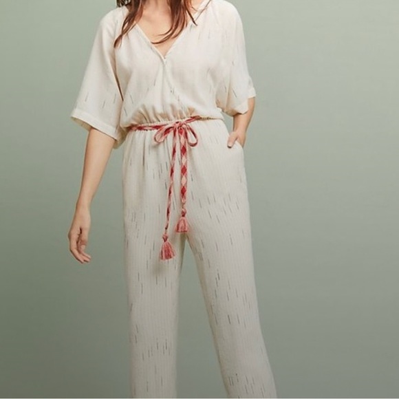Anthropologie Feather Bone Jumpsuit – XS Cream - Picture 3 of 7
